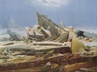 
Caspar David Friedrich,  'The Sea of Ice' (1824)
Still from Star Trek - from 'Arena', shot at Vasquez Rocks in California.

