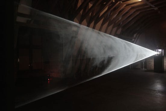 Anthony McCall —  Anthony McCall Line Describing a Cone 1973  Installation view at the Musée de Rochechouart, 2007 Solid light installation, 30 minutes 16 mm film projector, haze machine Dimensions variable Courtesy the artist and Sean Kelly Gallery, New York (c) 2007 Anthony McCall  Photograph: Freddy Le Saux